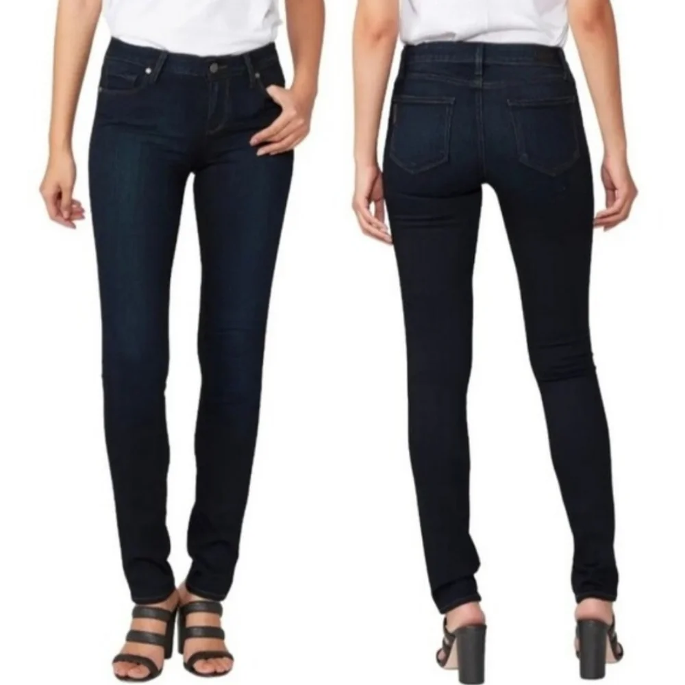 PAIGE Size 26 Skyline Mona Dark Blue Mid-Rise Skinny Jeans Sculpting Bottom Lift